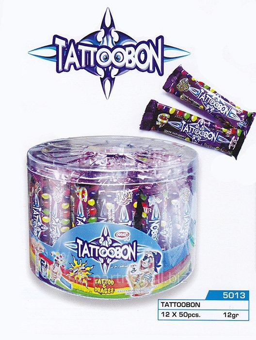 Шоколадное драже с татуировкой TATTOOBON в пакете, 12гр*50шт*12 бл