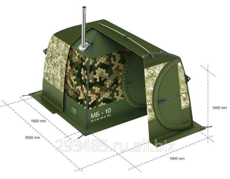 Мобильная баня Мобиба МБ-10 с тентом и печью