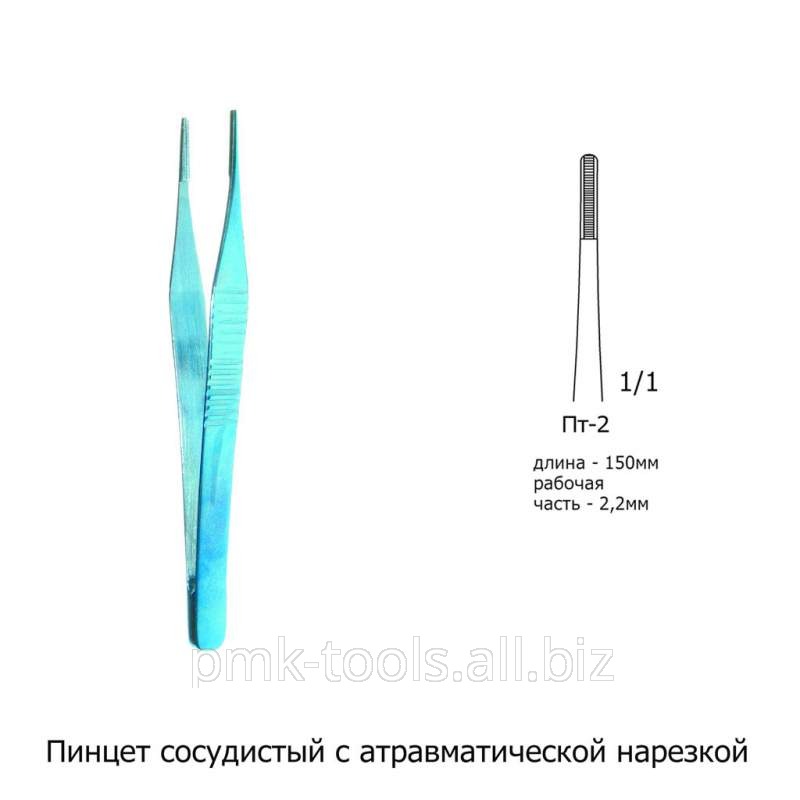 Пинцет сосудистый с атравматической нарезкой Пт-2
