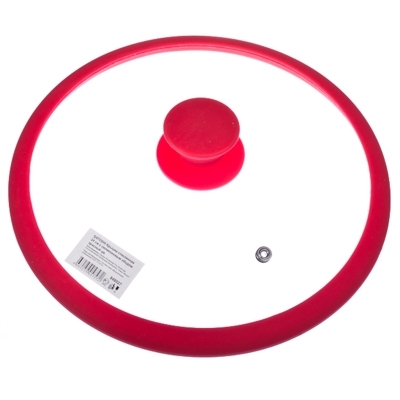 Крышка стеклянная 24см Satoshi с силиконовым ободом + ручка красный цв. 848-027