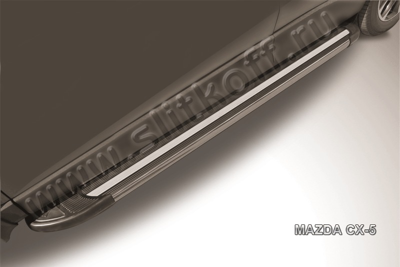 Пороги алюминиевые Luxe Black для Mazda CX5 (2014) AL-MZCX514003