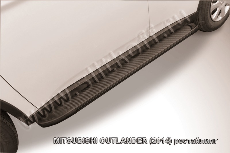 Пороги алюминиевые Optima Black для Mitsubishi Outlander (2014) AL-MOUT1401