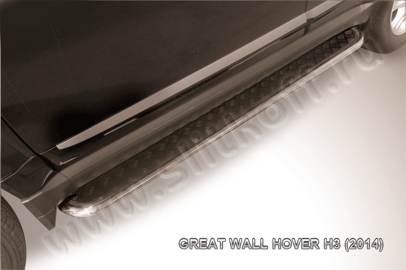 Пороги d42 с листом (чёрный квинтет) из нержавеющей стали Great Wall Hover H3 (2014) GWHNR-H3-016