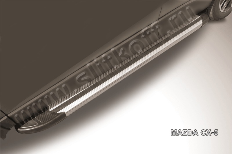 Пороги алюминиевые Luxe Silver для Mazda CX5 (2014) AL-MZCX514004