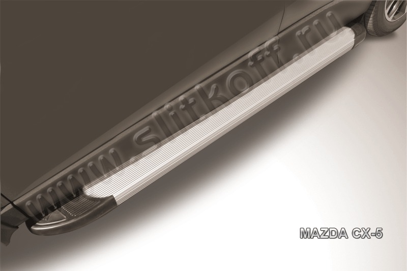 Пороги алюминиевые Optima Silver для Mazda CX5 (2014) AL-MZCX514002