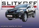 Защита переднего бампера d76 короткая из нержавеющей стали Hyundai Santa Fe (2010) HSFN004