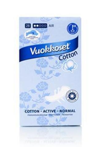 VUOKKOSET ЕЖЕДНЕВНЫЕ ГИГИЕНИЧЕСКИЕ ПРОКЛАДКИ COTTON ACTIVE NORMAL, 28 ШТ.