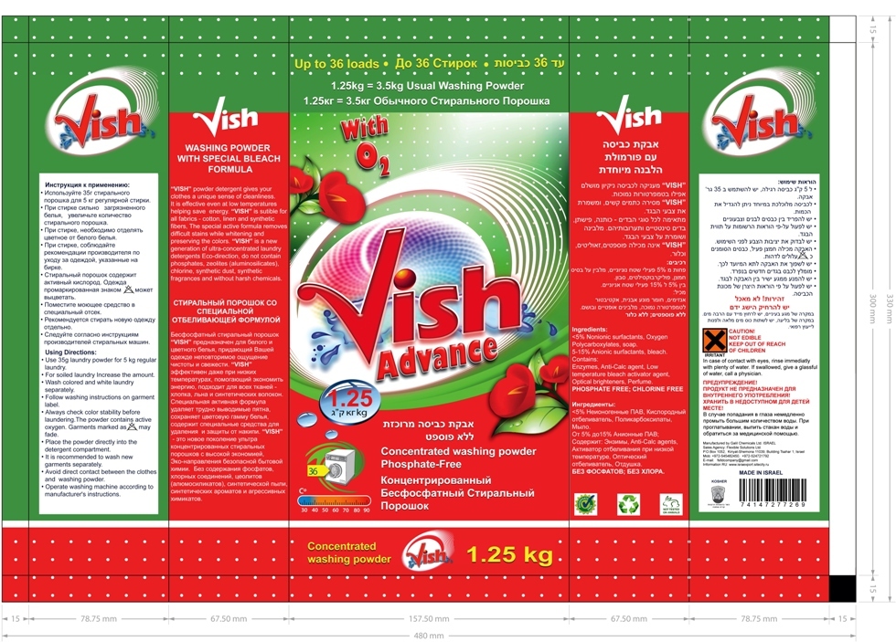 Порошки стиральные Vish-1,25 кг.