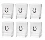 Набор для виски из 6 тумблеров в кожаном кейсе серии "Серебряная подкова" стекло, алюминий