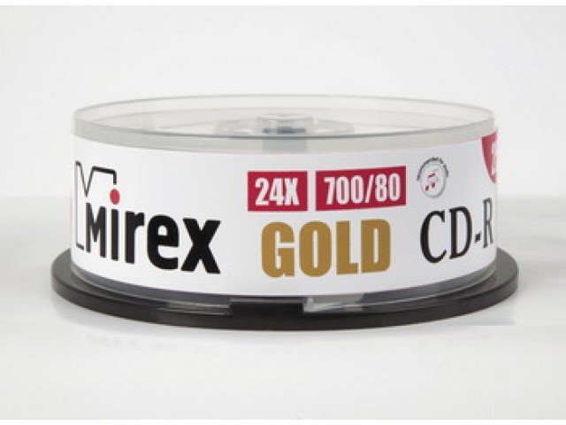 Диск  CD-R  Mirex   700Mb 24X  GOLD  cake 25