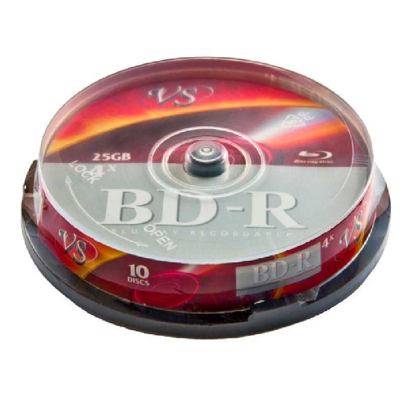 Диск BD-R 25Gb,  VS,  InkJet Printable. Cake Box 10