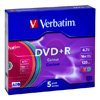 Диск DVD+R 4.7Gb,  Verbatim  16x slim Color (43556)