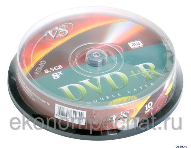Диск DVD+R 8,5Gb DL Vs 8x в конверте