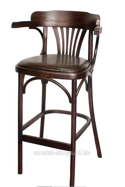 Барное деревянное венское кресло Роза с мягким сиденьем