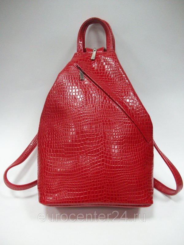 Красный женский кожаный рюкзак
