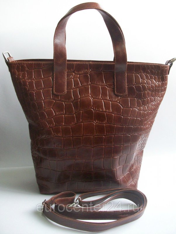 Мегастильная коричневая сумка из натуральной кожи