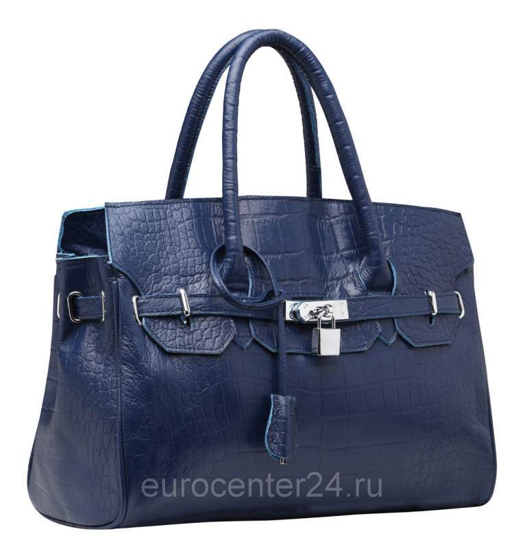 Синяя кожаная женская сумка  B00229