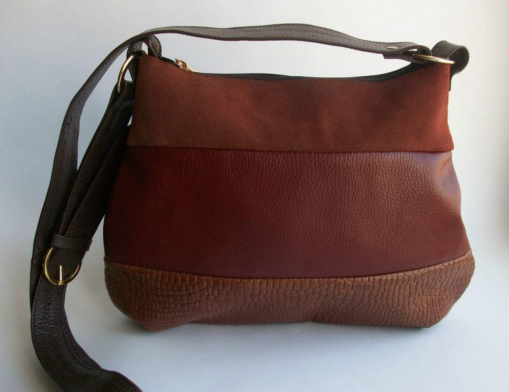 Женская сумочка из натуральной кожи и замши М 298