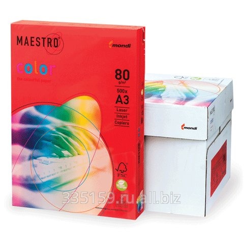 Бумага Maestro color А3, 80 г/м2, 500 л., интенсивная кораллово-красная CO44