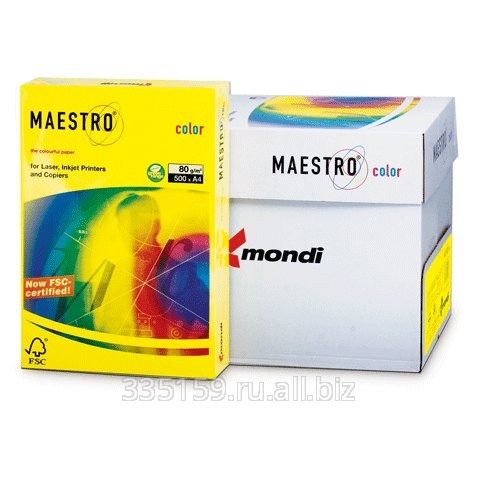 Бумага Maestro color А4, 80 г/м2, 500 л., интенсивная канареечно-желтая CY39