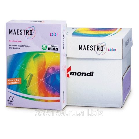 Бумага Maestro color А4, 80 г/м2, 500 л., умеренно-интенсивная (тренд), лавандовая (светло-сиреневая) LA12