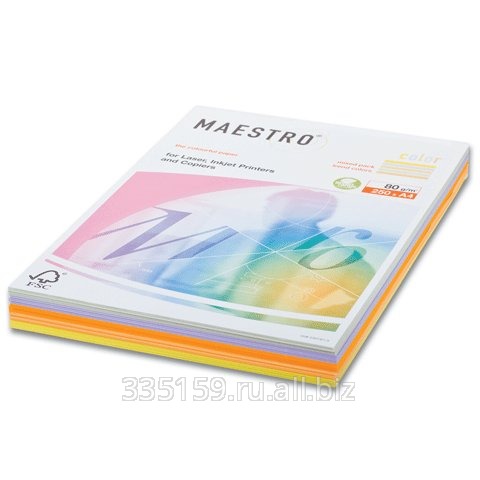 Бумага Maestro color А4, 80 г/м2, 250 л. (5 цв.х 50 л.), цветная, умеренно-интенсивная (тренд) RB03