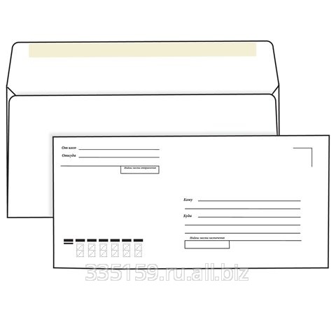 Конверты Е65, комплект 1000 шт., клей декстрин, Куда-Кому, 110х220 мм