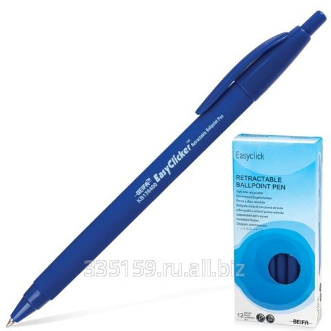 Ручка шариковая BEIFA (Бэйфа) автоматическая, трехгранная, корпус ассорти, пластиковый наконечник, 0,7 мм, синяя