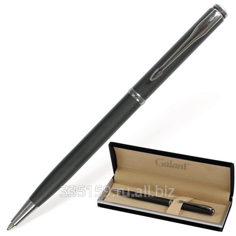 Ручка шариковая Galant GFP005, подарочная, корпус темно-серый, хромированные детали, синяя