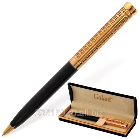 Ручка шариковая Galant GFP003, подарочная, корпус черный/золотистый, золотистые детали, синяя