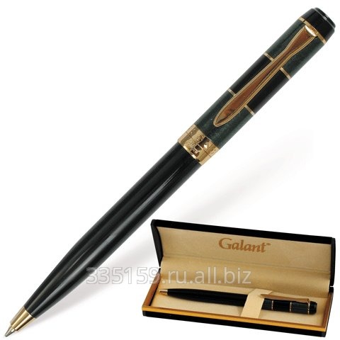 Ручка шариковая Galant GFP011, подарочная, корпус черный/зеленый, золотистые детали, синяя
