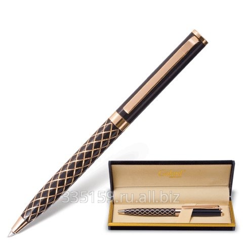 Ручка шариковая Galant GFP030, подарочная, корпус золотистый/черный, золотистые детали, синяя