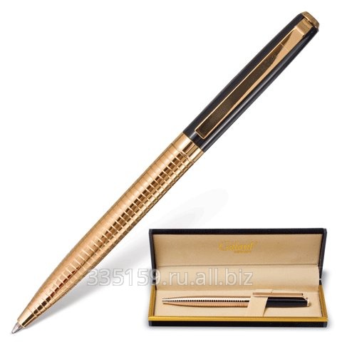Ручка шариковая Galant GFP029, подарочная, корпус золотистый/черный, золотистые детали, синяя