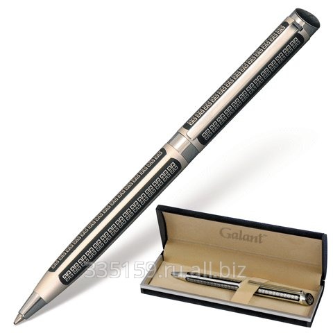 Ручка шариковая Galant GFP015, подарочная, корпус серебристый/черный, хромированные детали, синяя