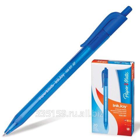 Ручка шариковая Paper Mate автоматическая InkJoy 100 RT, корпус синий, толщина письма 0,5 мм, синяя