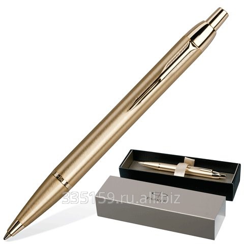 Ручка шариковая Parker IM Brushed Metal Gold GT, корпус латунь, позолоченные детали