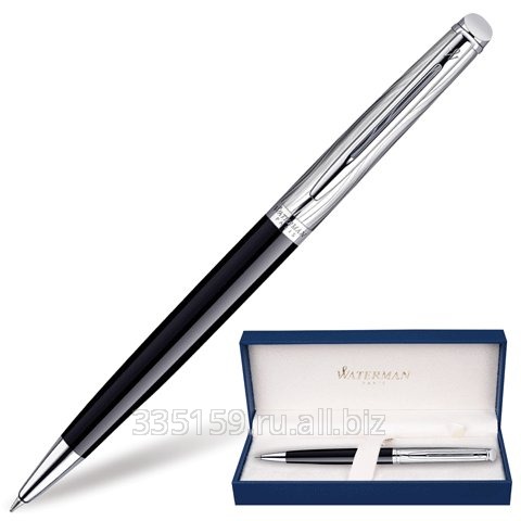 Ручка шариковая Waterman Hemisphere Deluxe Black CT, корпус латунь, детали c палладиевым покрытием, синяя