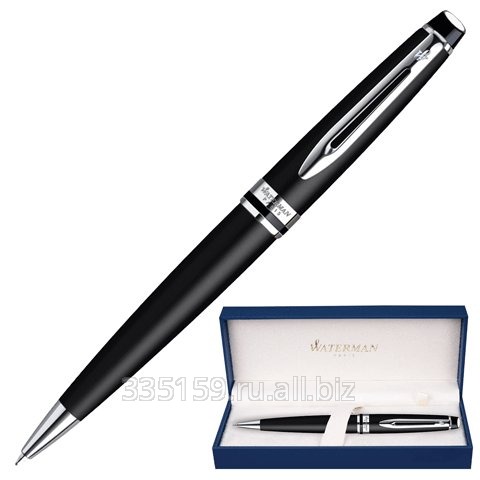 Ручка шариковая Waterman Expert 3 Matt Black CT, корпус черный, детали с палладиевым покрытием, синяя