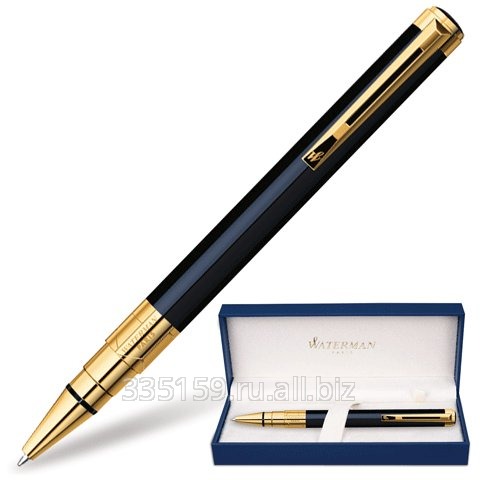 Ручка шариковая Waterman Perspective Black GT, корпус черный, позолоченные детали, синяя