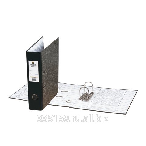 Папка-регистратор Brauberg (Брауберг), мраморное покрытие, увеличенный формат, содержание, 70 мм, черный корешок