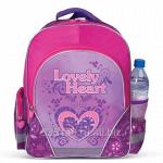 Рюкзак Пифагор для учениц начальной школы, сиреневый/розовый, сердце, 38х30х14 см