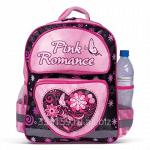 Рюкзак Пифагор для учениц начальной школы, черный/розовый, цветы, 38х30х14 см