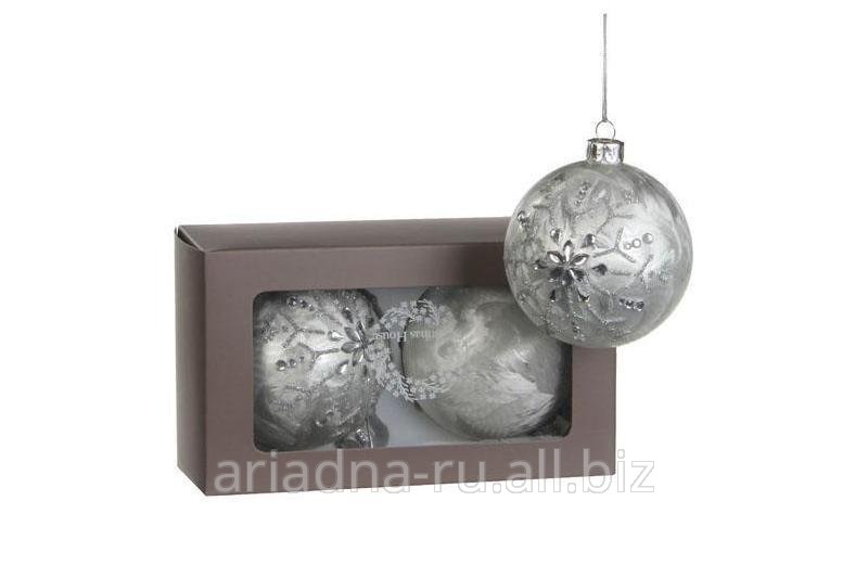Набор из 2-х белых шаров по 8 см, стекло Christmas House 1694595