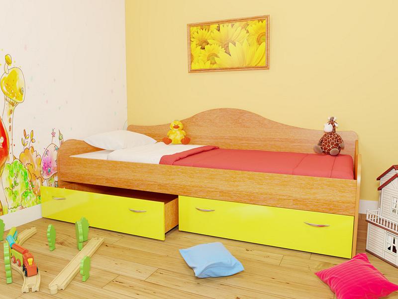 Кровать детская односпальная с двумя ящиками 