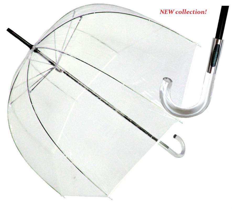 Женский зонт-трость с прозрачным куполом и белым кантом арт.878-3 Jean Paul Gaultier