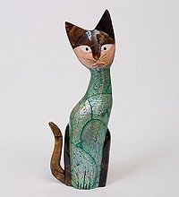 B1-0221 статуэтка кошка зелёная с перламутром, 40 см. (784513)