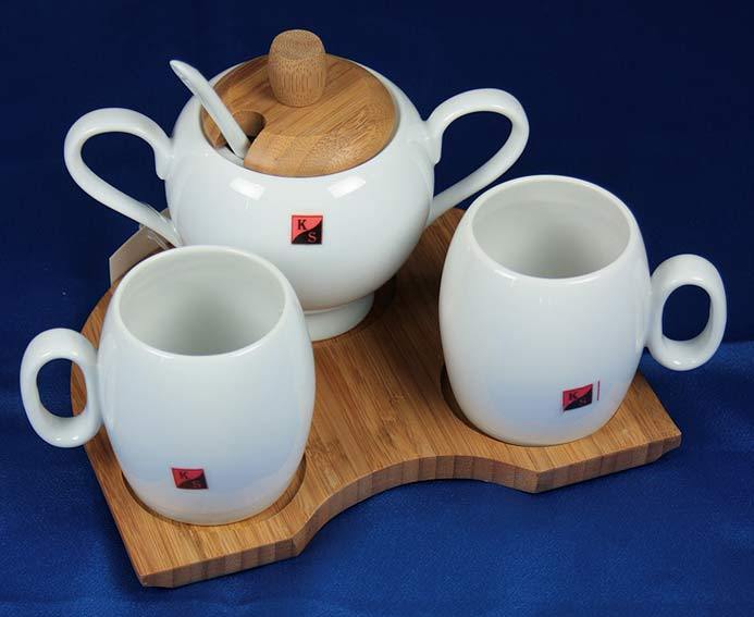 Подарочный чайный набор на бамбуковой подставке на 2 персоны (665506)