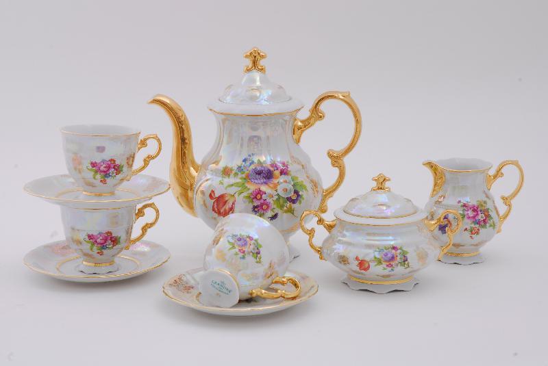 Сервиз кофейный 15 предм. 0,15л, форма сабина, 0656, фарфор, leander (654607)