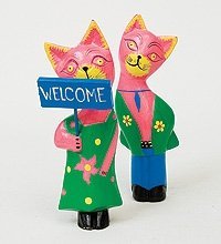 В1-0264 статуэтки mini кот и кошка welcome, цвет-розовый, набор 2 шт. (784629)