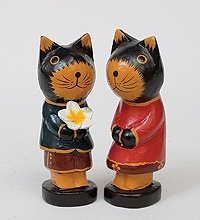 В1-0280 статуэтки mini кот и кошка фольклор, набор 2 шт. (в упаковке) (784632)